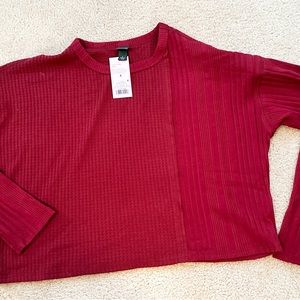 Burgundy Crop Long Sleeve Sweater